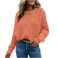 thumbnail image 1 of Qertyioot Pull pour Femmes, Mode Décontractée Manches Longues Col Rond Pull Tricoté, 1 of 6
