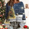 thumbnail image 1 of Mceream Chandails en Molleton de Noël pour Femmes Grande Taille Col Rond Chandail-Over Famille Imprimé Arbre de Noël Tunique Décontractée Bleu m, 1 of 5