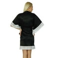 thumbnail image 7 of Bimba Women Kimono Sleeve Short Satin Robe Bride Bridesmaid Robe Lace Coverup, 7 of 7