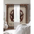 thumbnail image 4 of Western Star Vintage Blackout Curtains for Bedroom Living Room Darkening Curtains 54 Inch Long Country Texas Stars Buffalo Plaid Brown Short Curtain for Small Window Treatment Drapes 42"x54"x2, 4 of 9