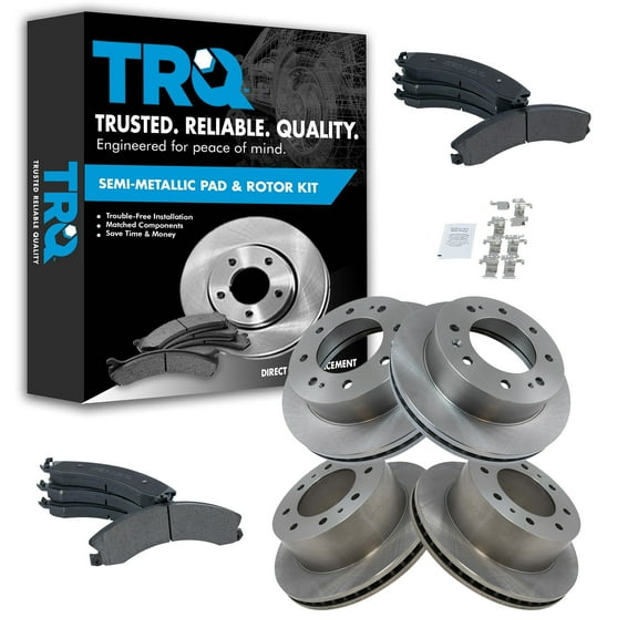 TRQ Front & Rear Posi Metallic Brake Pad & Rotor Kit Fits Select Chevy GMC 2500 3500 HD