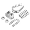 thumbnail image 4 of Unique Bargains 1/16' Wire Rope Kit, 24 Pack M2 Stainless Steel Thimbles Clamps Crimping Loop, 4 of 7