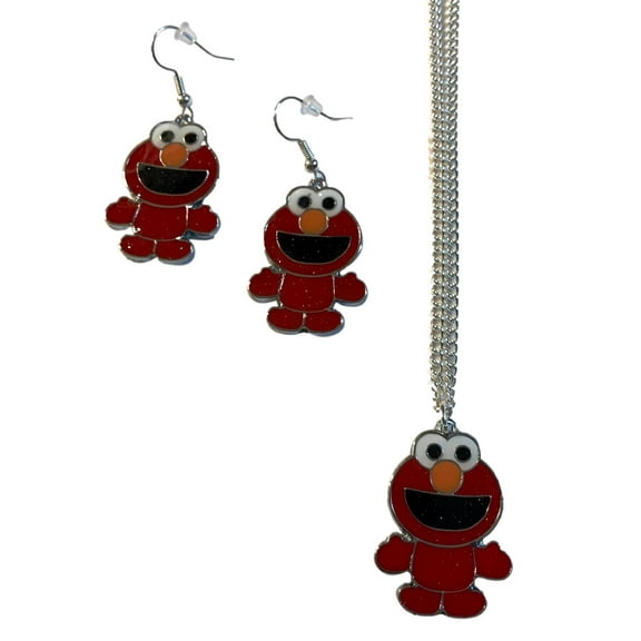 Elmo Adorable Charm Pendant Necklace and Earring Set