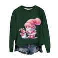 thumbnail image 1 of HOWPAY Chandails de Noël pour Femmes Style Noël Imprimé Blouse Décontractée Col Rond Manches Longues Chandail Confortable Ample Léger Tenues d'Automne Vert Foncé m, 1 of 4