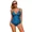 Blue, variant on Beautyin Women 2 Pieces Tankini Set Conservative Swimwear Swim Sets Spaghetti Strap V neck Bathing Suit Slim Fit Ruched Swimsuits