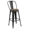 thumbnail image 1 of Industrial Country Cottage Farm Beach House Bar Pub and Dining Kitchen Bar Side Stool Chair, Metal Steel Wood, Black, 1 of 5