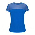 thumbnail image 5 of ZHYou Short Sleeve Shirts for Women Sheer Mesh Crew Neck Pullover Trendy Bodysuits Tops,Dark Blue,M, 5 of 9