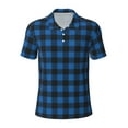 thumbnail image 2 of Daiia Blue Black Plaid Pattern Men’s Polo Shirts,Solid Deck Shirt,Classic Fit, Breathable Cotton Polo for Casual and Sport Wear-3X-Large, 2 of 7
