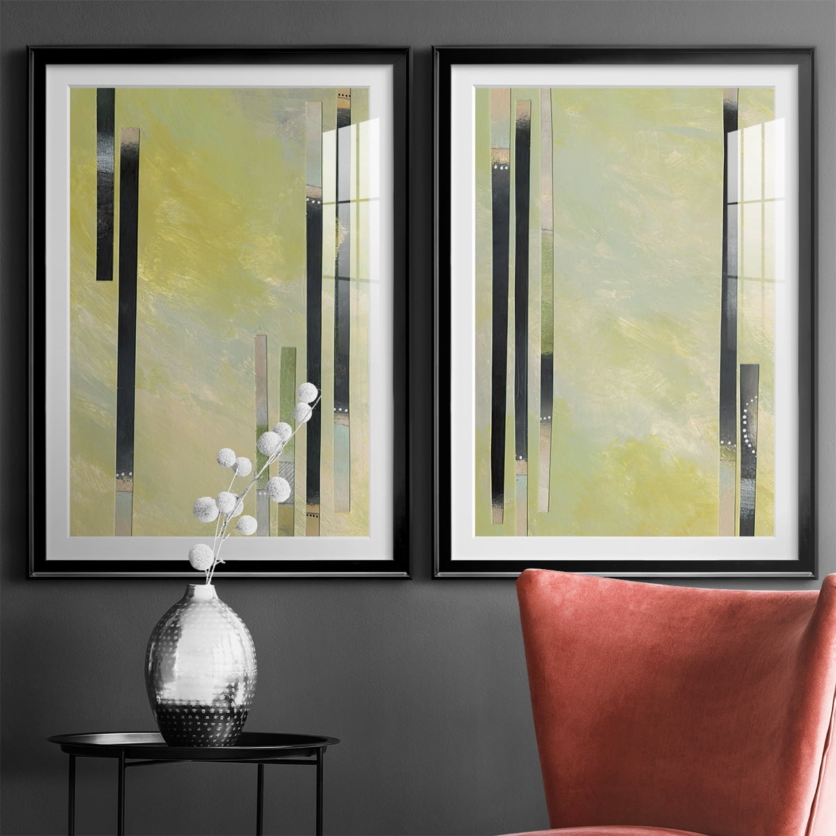 Wexford Home Neutral Assemblage I Premium Framed Print, 26.5" x 36.5" - Ready to Hang, Black (Set of 2)