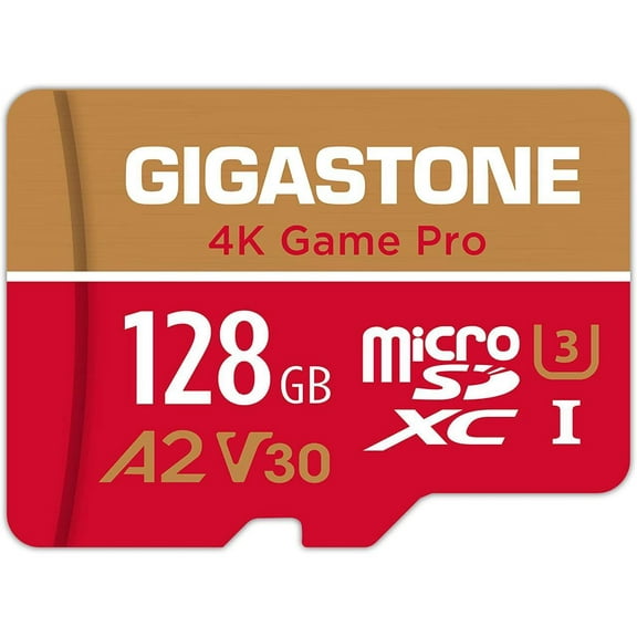 Gigastone 128GB Micro SD Card, 4K Game Pro, Nintendo Switch Compatible, A2 Run App, 4K Video Recording, Micro SDXC R/W up to 100/50MB/s