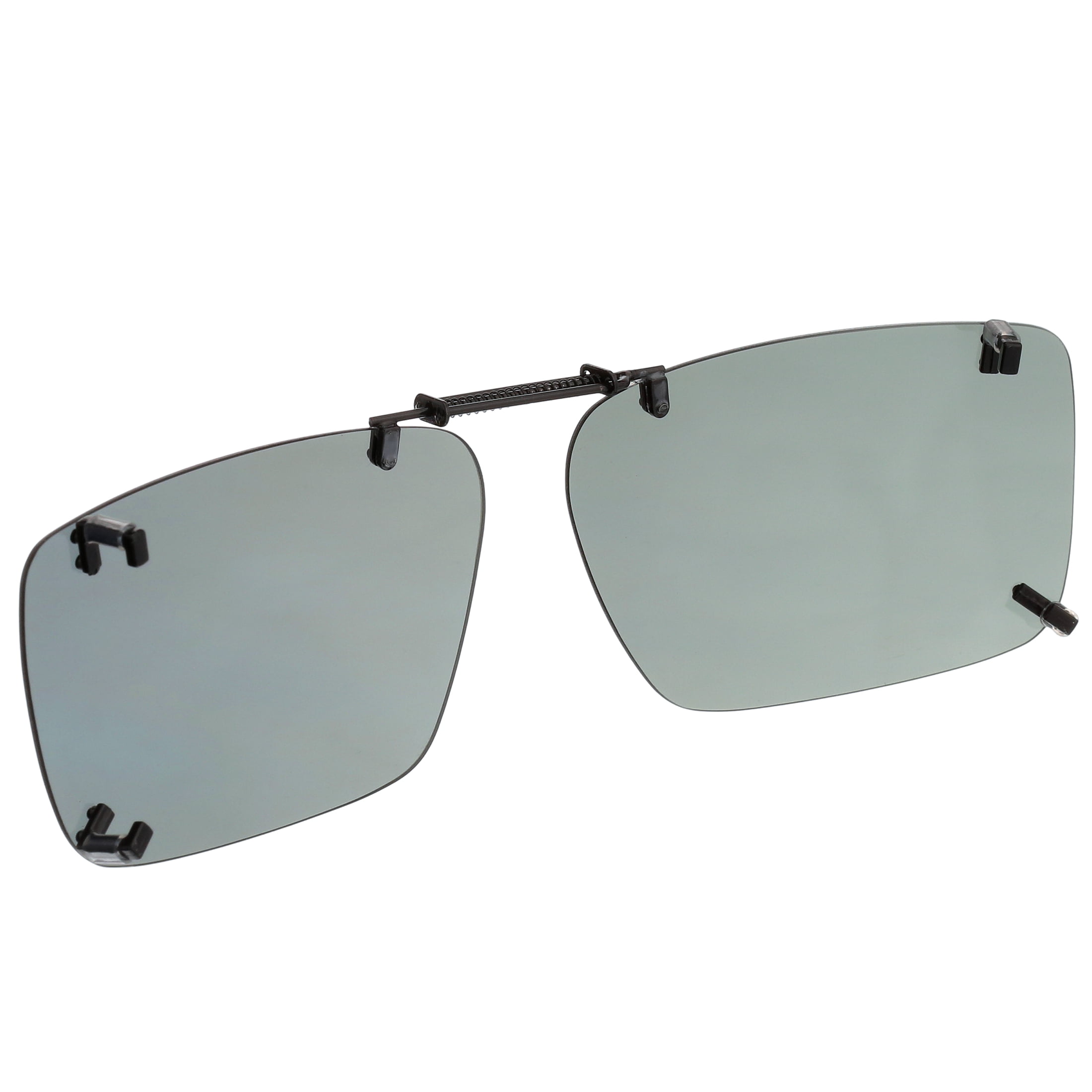 Polar Optics Unisex Rectangle Clip Ons Sunglasses Black