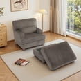 thumbnail image 6 of UIXE Oversized Chaise Lounge Chair Indoor with Ottoman, Solid Wood Frame Sofa Couch Chair for Living Room, Bedroom, Office, Dark Camel, 6 of 7