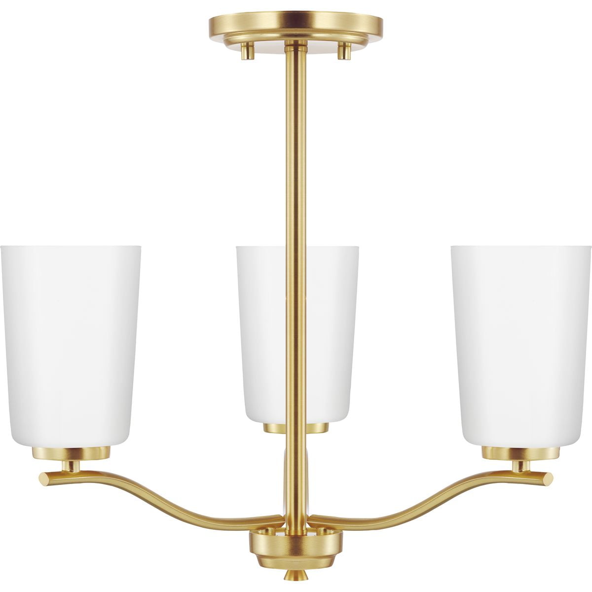 Adley Collection Three-Light Satin Brass Etched White Glass New