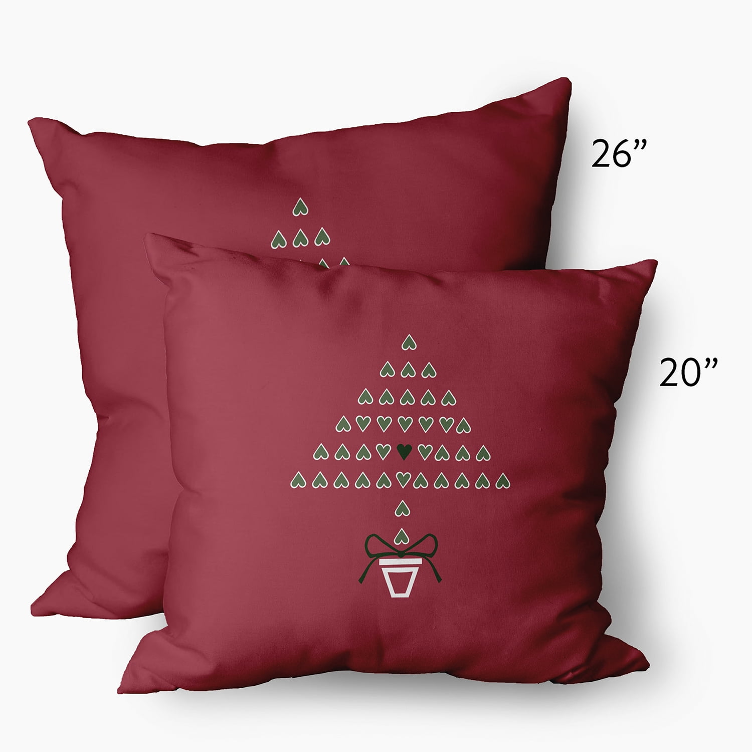 20" x 20" Simply Daisy Hearty Holidays Polyester Accent Pillow, Muted Red (1 Count)