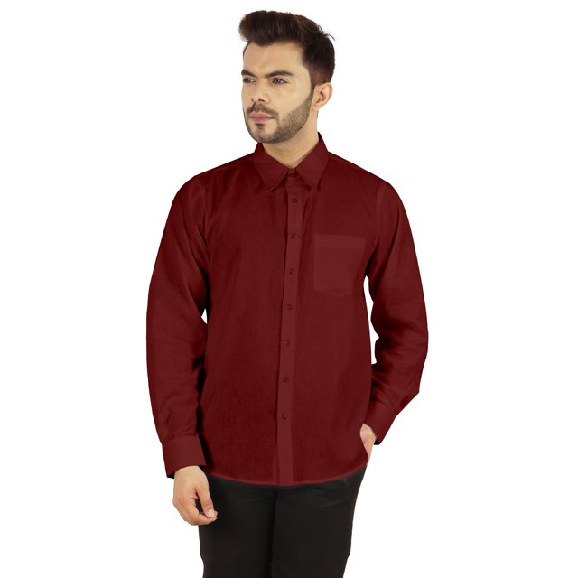 Bestman Chemise à Manches Longues en Coton Flex pour Hommes, Boutonnée, avec Poche Appliquée, Tenue de Bureau