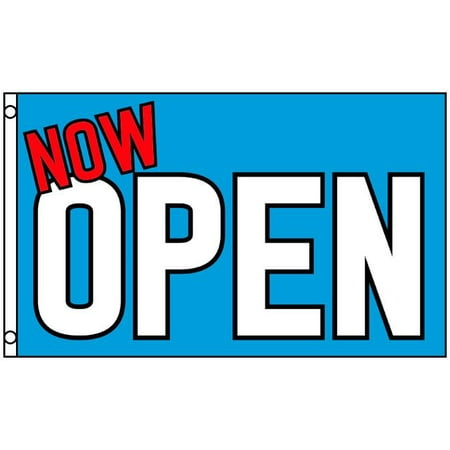 now open flag blue