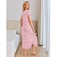 thumbnail image 3 of Oudiya Women Long Nightgown Short Sleeve House Dress Pleated Full Length Moo Moos Loungwear S-4XL, 3 of 6