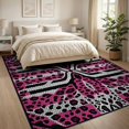 thumbnail image 3 of ODIKA Leopard Stripe Pink Mosaic Contemporary Covering Print Geometric for King Size Bedroom, Master Suite, Under Bed, Foldable Easy Care, 3 of 7