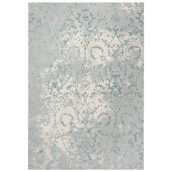 Gatney Rugs Midtown Area Rug CHS103 Gray/Blue Petals Bulbs 3' 11" x 5' 6" Rectangle