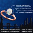 thumbnail image 2 of Gem Stone King 1.50 Ct Oval Cabochon White Simulated Opal Blue Created Sapphire 18K Rose Gold Plated Silver Ring, 2 of 6