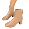 thumbnail image 5 of Willtoo Women's Square Toe Side Zipper Mid Chunky Heels Retro Ankle Boots, 5 of 6