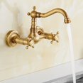 thumbnail image 3 of Traditional Kitchen Sink Taps Swivel Spout Cross Handles Wall Mounted, 3 of 11