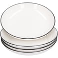 thumbnail image 1 of 4 Pcs Ceramic Dinner Plates Set Black Line Tableware 8 Inch Round Salad Steak Plate, 1 of 7