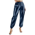 thumbnail image 5 of Cagogo Women's Plus Size Harem Pants Elastic Waist Flowy Casual Lounge Trousers Loose Wide Leg Palazzo Pants for Party Beach Work, Black S, 5 of 6
