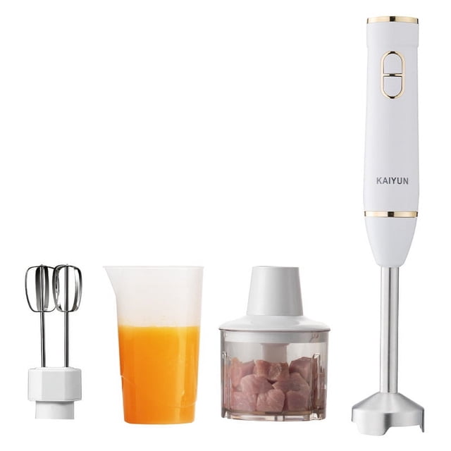 Batidora de mano de inmersión, batidora multiusos 5 en 1 con picadora de alimentos, cuenco para espumar leche, batidor de huevos, 8 velocidades para puré de comida para bebés