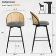 thumbnail image 5 of Foreate Rattan Swivel Barstools Set of 3, 29" Seat Bar Height, Upholstered PU Leather Modern Kitchen Island Stools Bar Chairs w/ Mid-Back Metal Legs, 5 of 13