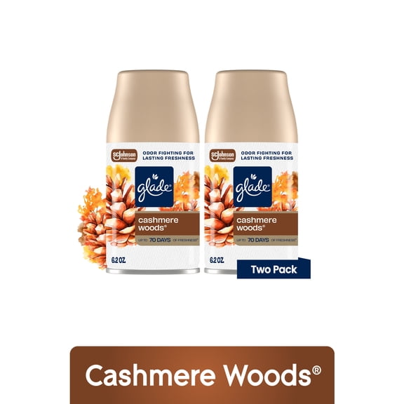 Glade Automatic Spray Refill, Air Freshener, Cashmere Woods®, 2 Refills, 2 x 6.2 oz