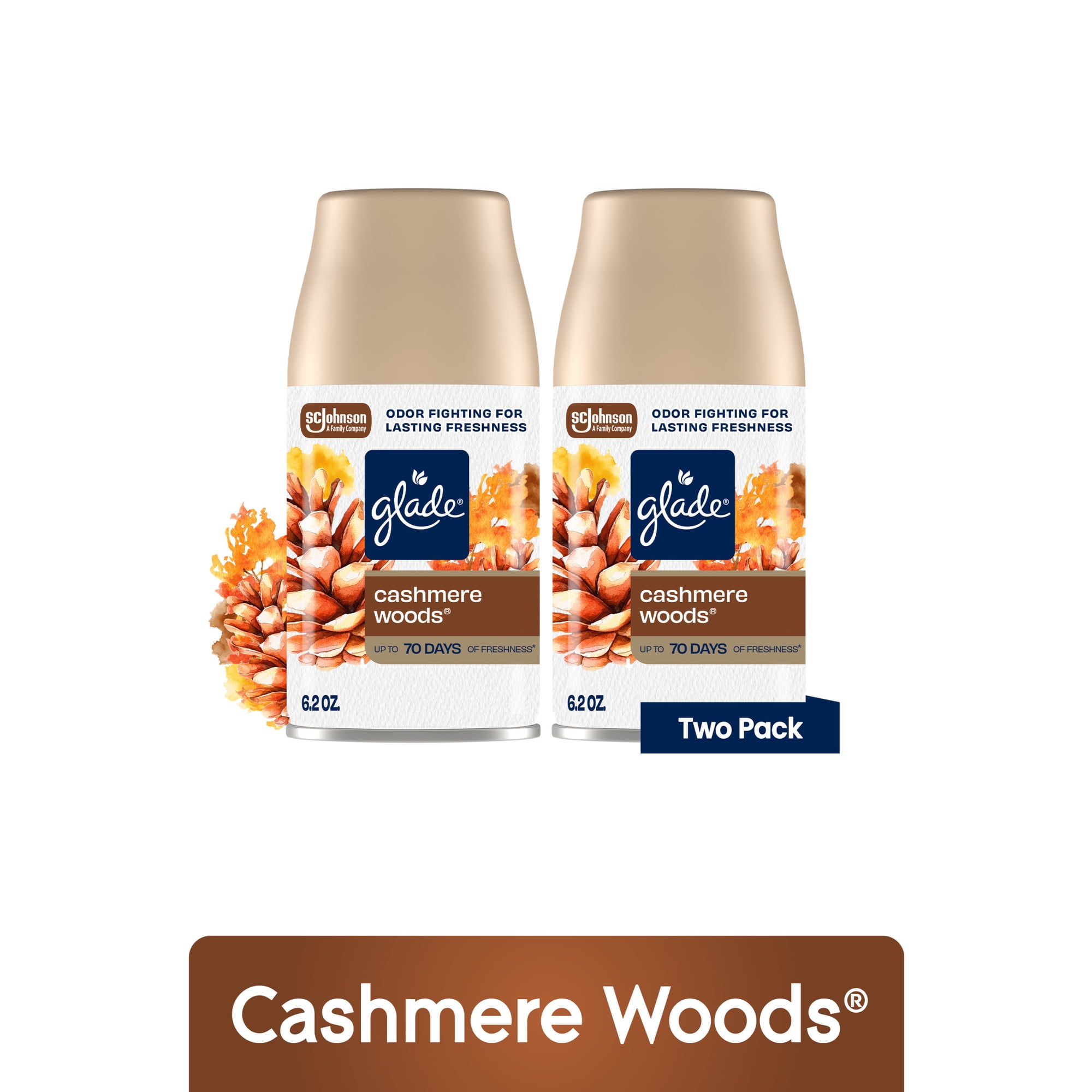 Glade Automatic Spray Refill, Air Freshener, Cashmere Woods®, 2 Refills, 2 x 6.2 oz