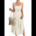thumbnail image 2 of Vestido Midi de Verano con Tirantes Finos, Botones y Lazo Frontal para Mujer, Estampado Floral Albaricoque L, 2 of 10