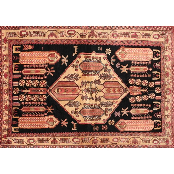 Ahgly Company Indoor Rectangle Traditional Mango Orange Persian Area Rugs, 7' x 9'