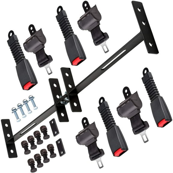Genrics 4 Retractable Golf Cart Seat Belts & Bracket Kit for EZGO Yamaha Club Car