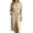 #052-Khaki, variant on Women's Wrap Robe Plain Long Sleeve Front with Belt Pockets 1 Pack Sizes S to XXXL Polyester Spandex for Lounge Wear