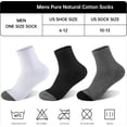 thumbnail image 4 of Lanola Mens 100% Cotton Cushioned Ankel Socks, Athletic Performance Running Moisture Wicking Breathable Quarter Socks, 4 of 7