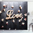 thumbnail image 1 of Ambesonne Almond Blossom Shower Curtain, Love Sign Wooden, 69"Wx84"L, Charcoal Grey Pale Brown, 1 of 3
