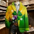 thumbnail image 2 of Men's Blazer Long Sleeve St Patricks Day Printed Button Lapel Collar Casual Lightweight Festival Jackets (L, Gold), 2 of 5
