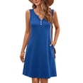 thumbnail image 3 of Fantaslook Dressy Tank Dress for Women V Neck Button Dresses Floral Beach Sundress with Pockets, 3 of 9