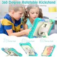 thumbnail image 5 of Dteck Built-in Screen Protector Case for Samsung Galaxy Tab A7 Lite 8.7" SM-T220/T225 (2021),Shockproof Rugged Rubber 3-Layers Protection Full Cover Kickstand Hand/Shoulder Strap Case,Mint+Blue, 5 of 6
