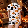 thumbnail image 5 of Kids Halloween Pajamas Size 11-12 Years Nightwear Full Print Short Sleeve Top with Elastic Shorts Soft Girls' Pajama Sets White, 5 of 6