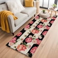 thumbnail image 2 of Runner Rugs 2x6 Ft, Flower Stripes Non Slip Area Rugs for Kitchen Bedroom Entryway, Black White Geometric Pink Rose Floral Washable Carpet Runner Rug Floor Mats for Bedroom Home Decor, 2 of 9