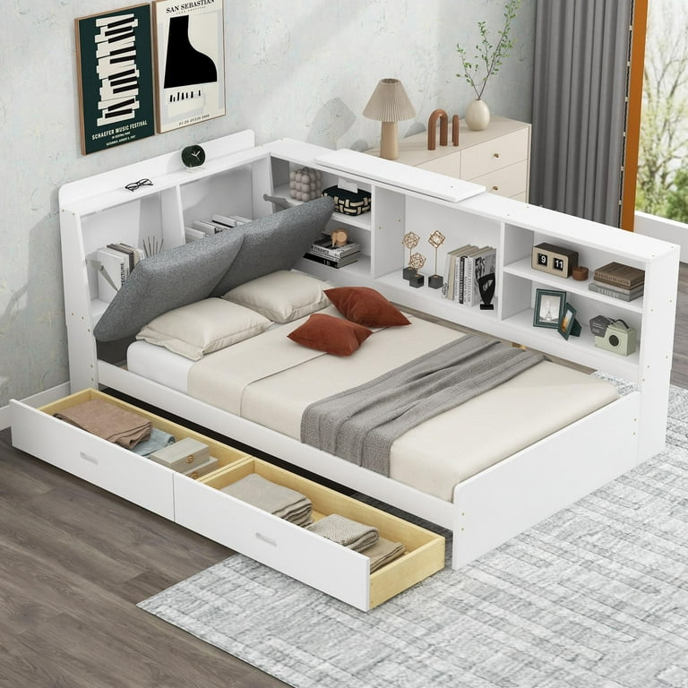 Bellemave Twin Size Platform Bed with Storage Drawers, Solid Bellemave Twin Size Platform Bed with Storage Drawers, Solid