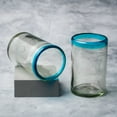 thumbnail image 4 of 10 Strawberry Street Aqua Rim Hiball Handblown Mexican Glass, Set of 6, 4 of 4