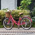 thumbnail image 6 of 26 inch City Cruiser Bicycle with Carbon Steel Frame Dual V Brakes Basket for Women Adults,Pink, 6 of 11