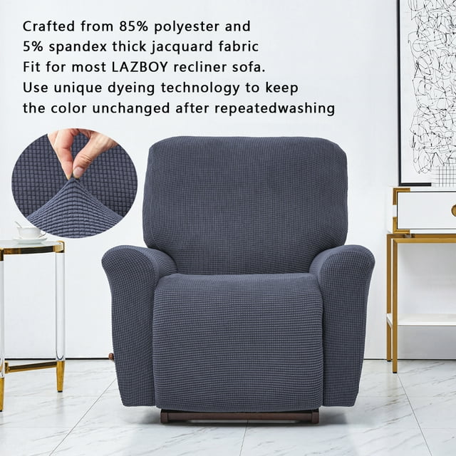 Stretch Recliner Chair Slipcover Elastic Full Chair Slipcover; Coverage Solid Color Sofa Cover Replacement for LAZBOY, Carbon Grey