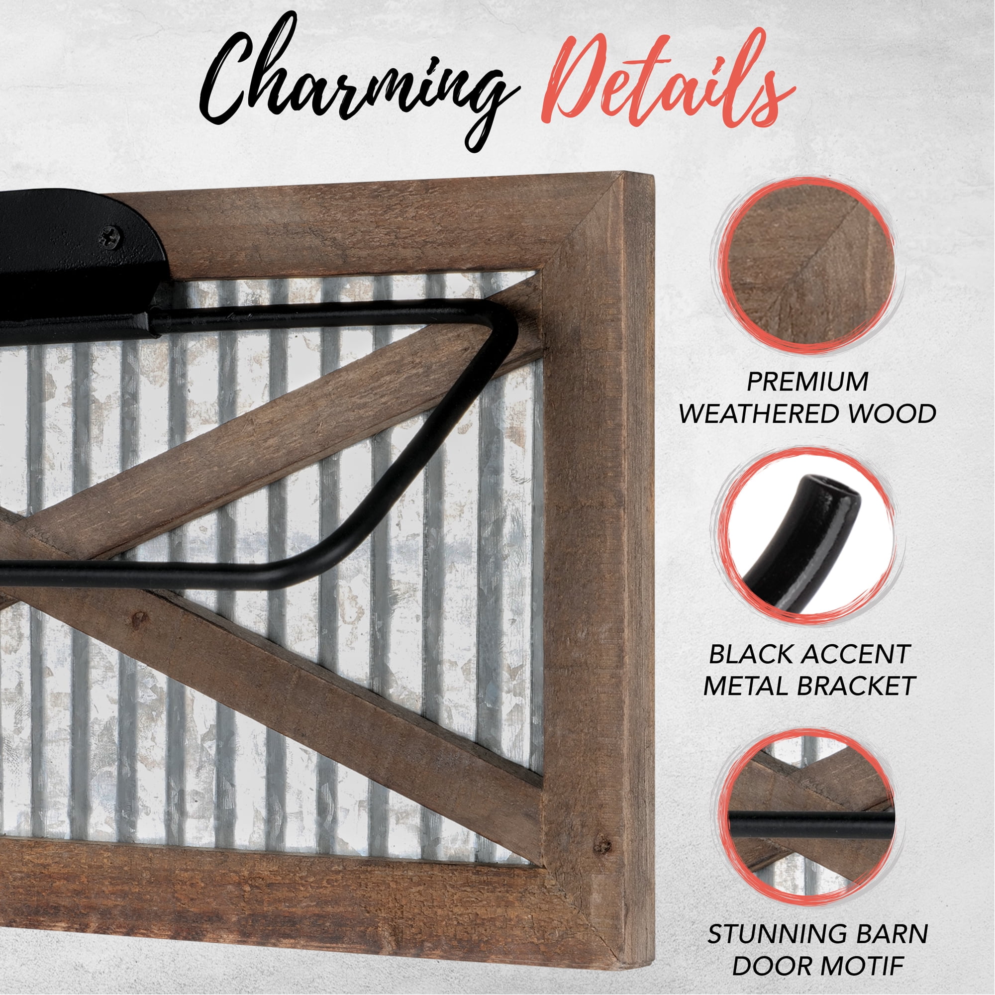 Autumn Alley Rustic Farmhouse Paper Towel Holder – Wall Mounted with Galvanized Metal Accent - Farmhouse Kitchen Decor