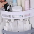 thumbnail image 2 of Estantes de baño triangulares, estante organizador de ducha de diseño elegante para accesorios de baño, estantes de esquina con ganchos ajustables, fuerte succión para almacenamiento de gran tamaño, 2 of 6