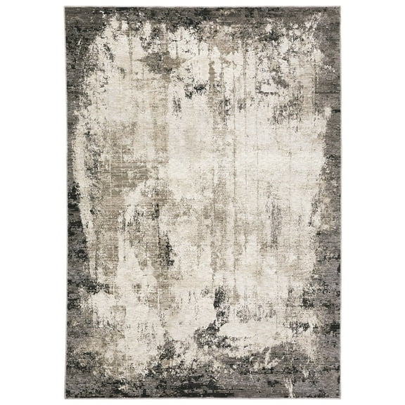 Oriental Weavers Nebulous Area Rug - 7151E - 9'10" x 12'10" - in Gray/ Ivory - Modern Style, Stain Resistant, Family and Pet Friendly , Family, Dining, Living Room Rug